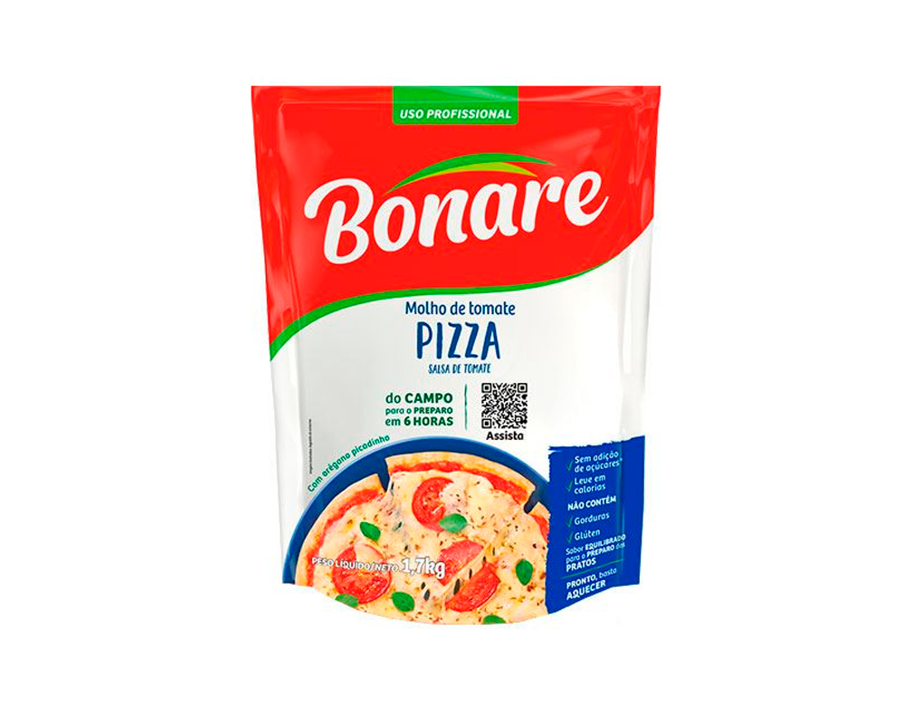 MOLHO DE TOMATE PIZZA BONARE GOIÁS VERDE 1,7 KG (CX 6 BAG)